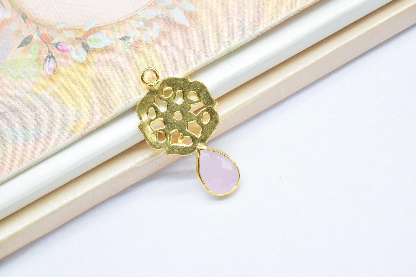 Rose Quartz Teardrop Pendant/Single Bail Charm/Rose Quartz Faceted Gemstone Pendant/Handmade Earring/Earring Making Bezel/Pear Shape Earring