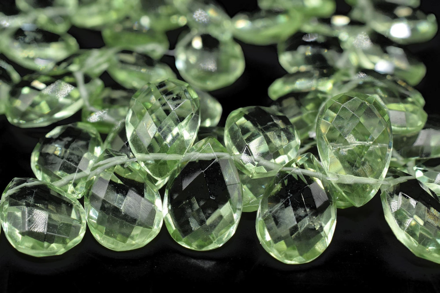 Green Amethyst Quartz Beads,Green Amethyst Quartz Faceted Almond Pear Beads,AAA Quality Green Amethyst Briolettes,9x13mm brioletts