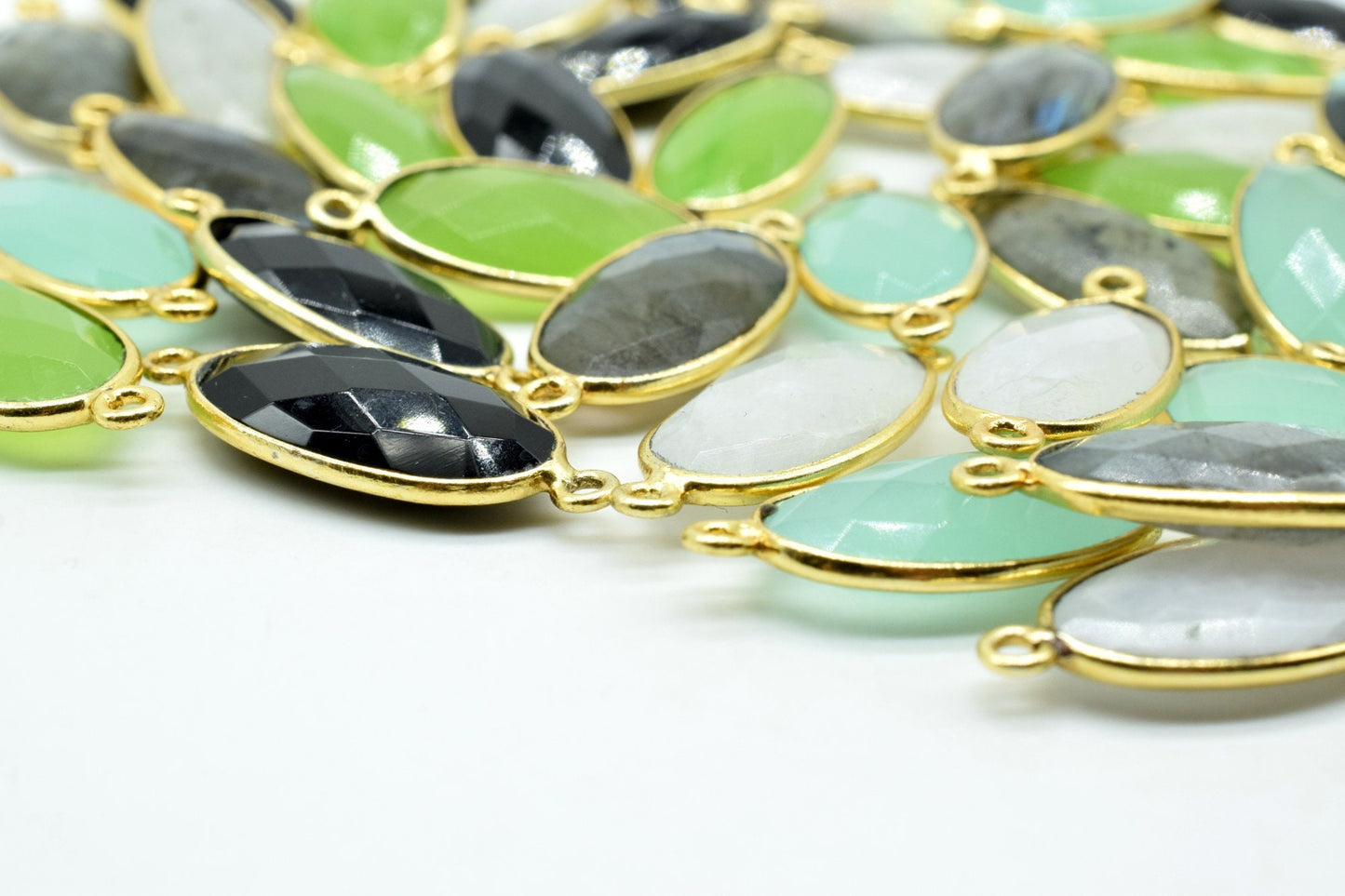 Natural Turquoise 10x20mm Oval Shape double bail connector,Turquoise Bezel Connector,Turquoise Oval connector Silver Plated,Turquoise charms