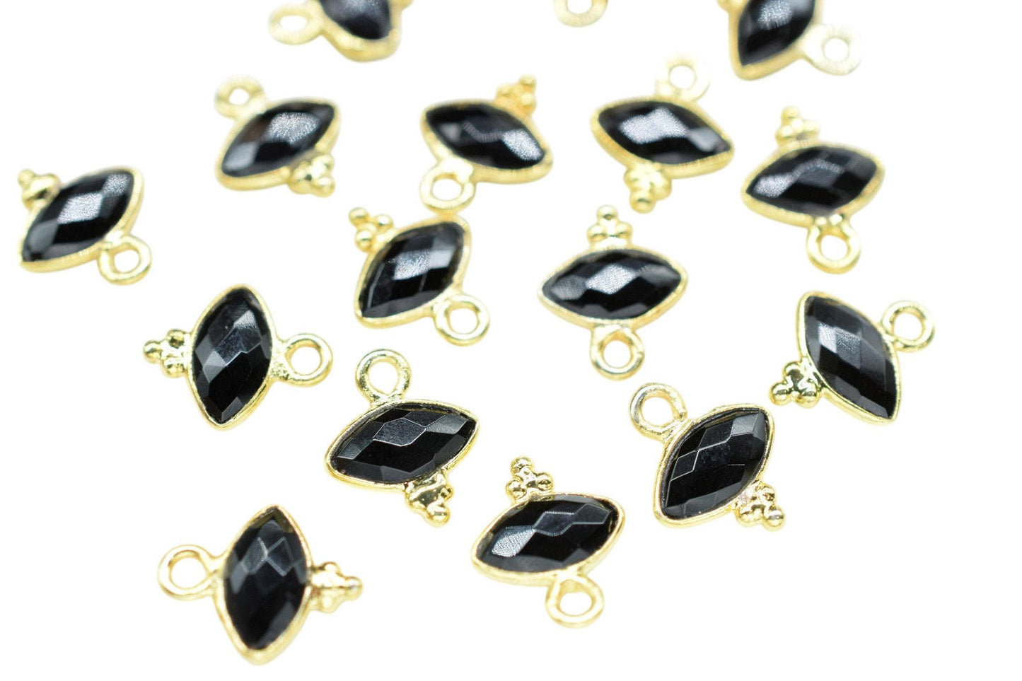 Gemstone Black Onyx Charms Pendant/Marquise Shape Pendant/Handmade Pendant/Tiny Pendant/Necklace Connector jewelry/B'day Gift