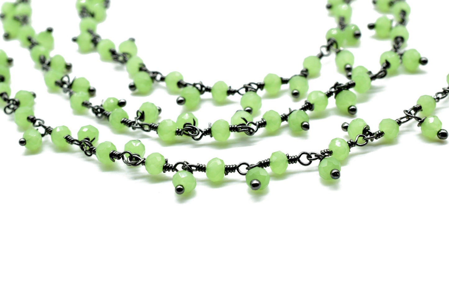 Prehnite Cluster Beaded Chain,Bead Chain,Dangling Chain,Thick Chain, Gold Wire Wrapped Prehnite Quartz Beaded chain,Handmade beaded chains