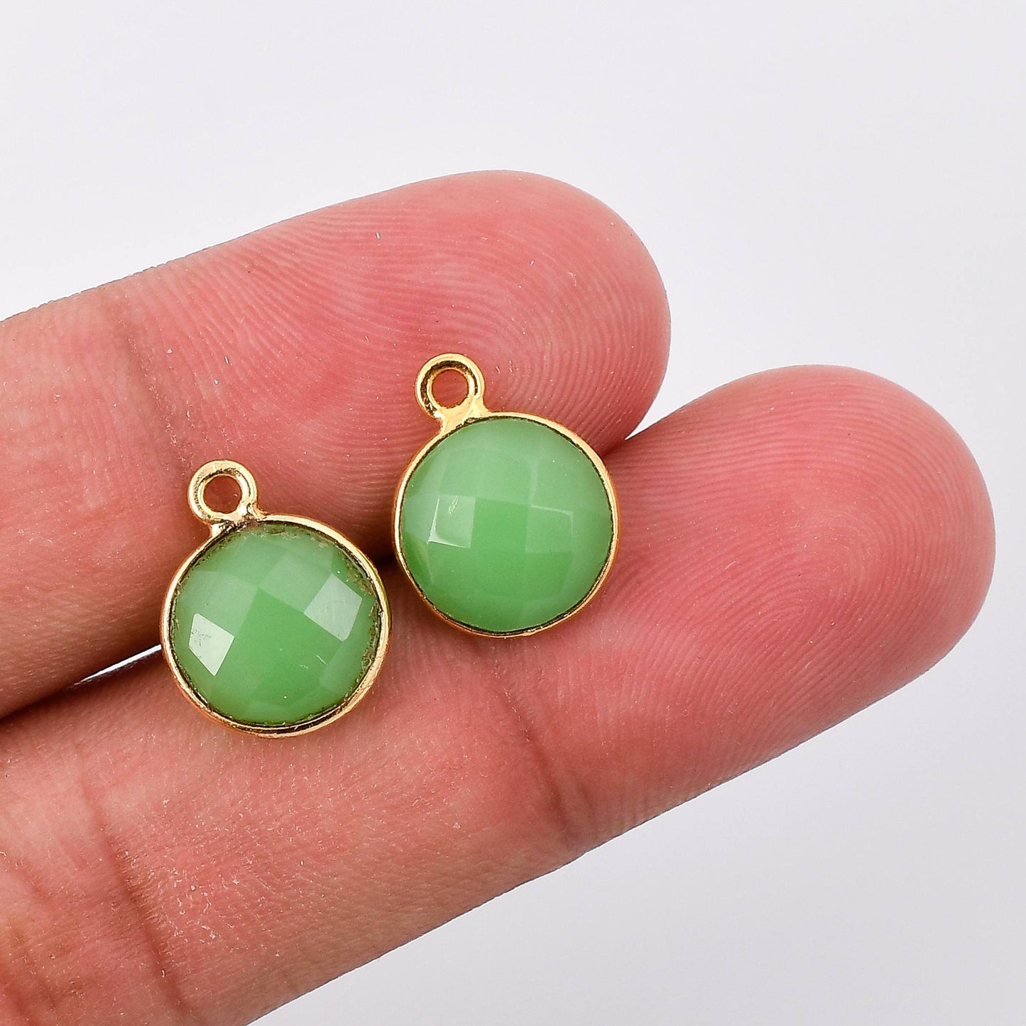 Chrysoprase 10mm Round Shape bezel,Gold Plated bezel,Chrysoprase Bezel connectors,Gold Vermeil Bezel,jewelry making charm,Gold-Filled bezel