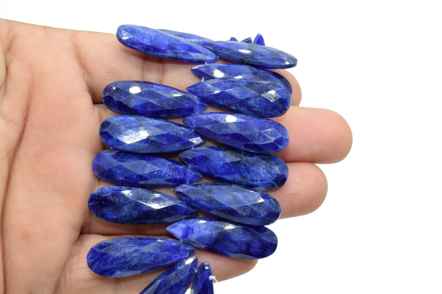 Blue Sapphire Long drop 10x30mm Briolettes,Sapphire Briolette,Tear Drop Briolettes,jewelry supplies,Sapphire drops,Sapphire jewelry beads