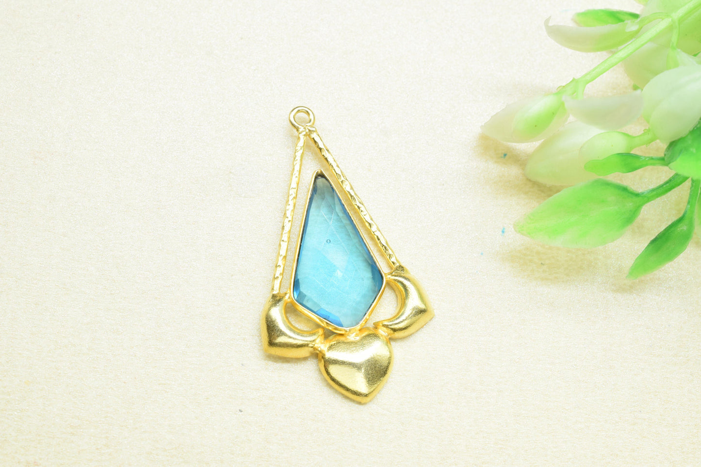 Blue Topaz Pendant/Gemstone Component/Blue Topaz Faceted Pendant/Necklace Pendant/Single Bail Charm/Necklace Pendant/Summer Collection/Gift