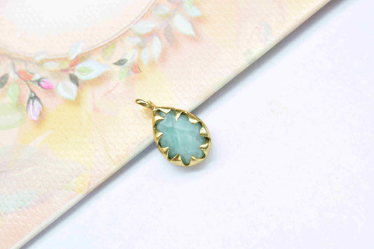 Amazonite Prong Bezel Pendants,Handmade Gemstone Bezel Link,Tiny Amazonite Bezel Connector,Single bail connectors,Amazonite Pendant Jewelry