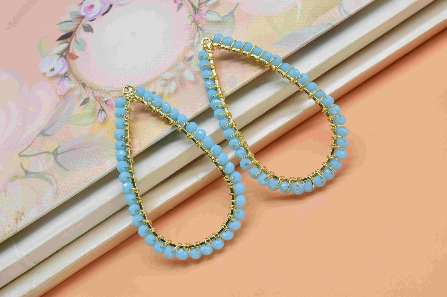 Turquoise Quartz Beaded Earring,Dangle Earring Components,Handmade Earring,Gemstone Components,Findings Earring Components,Connector Jewelry