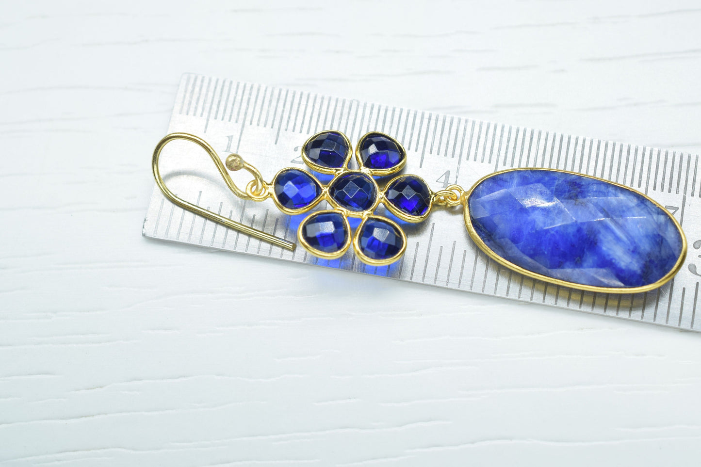 Natural Blue Sapphire Earring/Jewelry Making Earring/ Gold Plated Earring/Gemstone Earring/Women Dainty Earrin/Dangle Earring/Women Jewelry