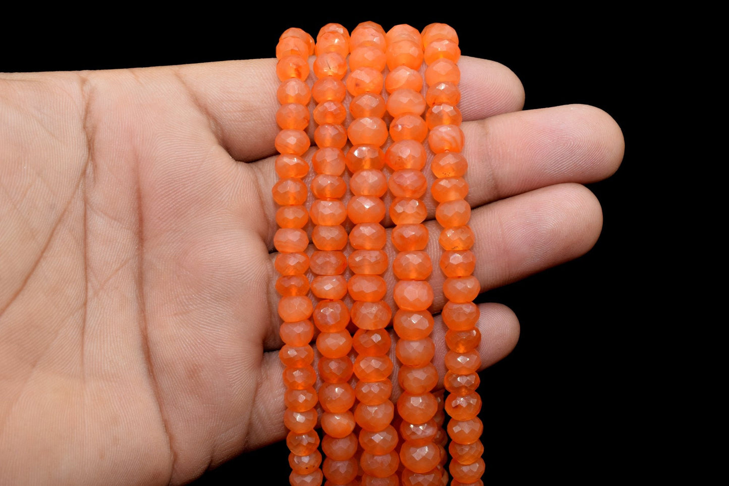 8" 1 Strand Beautiful Natural Carnelian Gemstone Cut Rondelle Faceted Beads, 8mm to 9mm AAA Quality,Orange Carnelian Faceted Beads,Jewelry