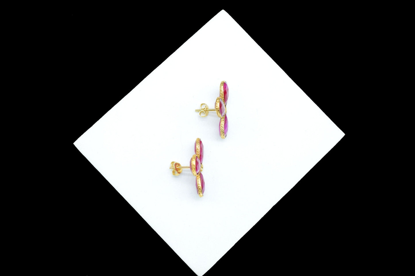 Ruby Gemstone Earring Connector/Gold Plated Jewelry/Ruby Handmade Jewelry/Bezel Component/Jewelry making Stone/Pear Shape Stone/Gift