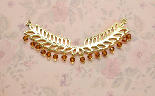 Citrine Quartz Beads Dangle Charms,Wedding Hair Vine Connectors,Gemstone Leaf Pendant Necklace,Component Leaf Charms,Handmade jewelry,Gift