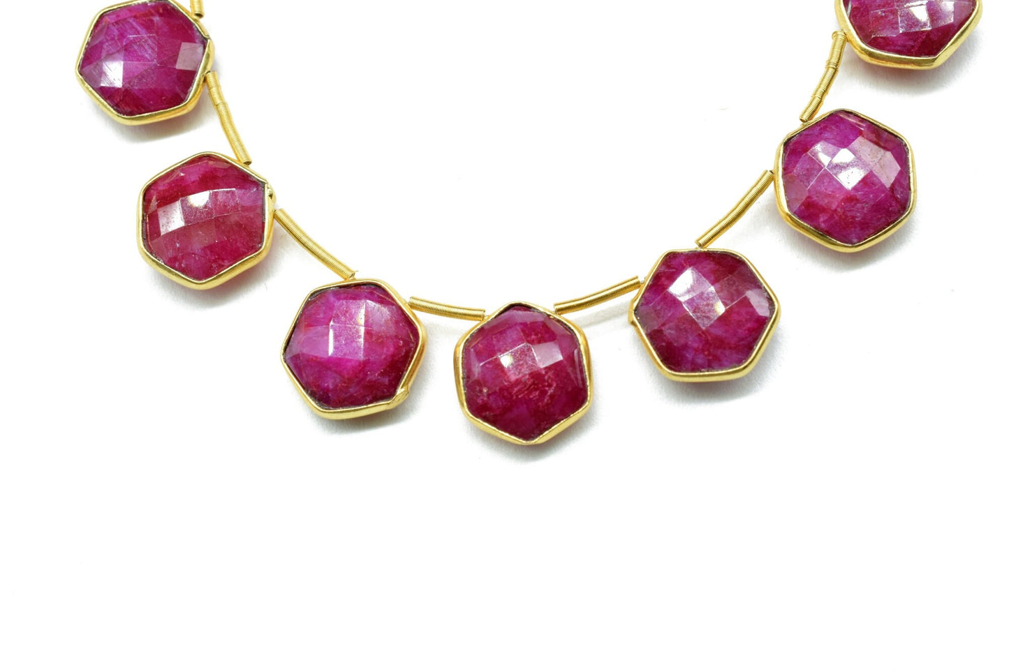 11 Pieces Ruby 10mm Faceted Hexagon Shape Single Bail Connector strand,Single Bail Charm, Ruby Faceted Gemstone Jewelry Making Component