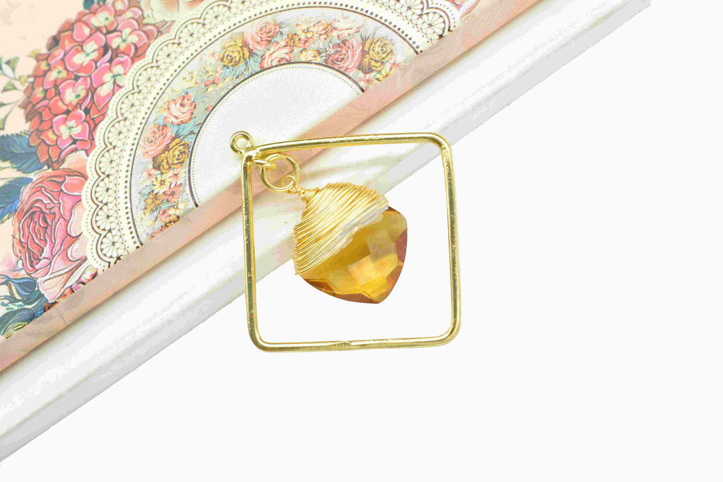 Handmade Wire Wrapped Pendants,Carft Supplies Tools,Gemstone Finding 12mm Square Pendants,Gemstone Craft Supply,Statement Earring Jewelry