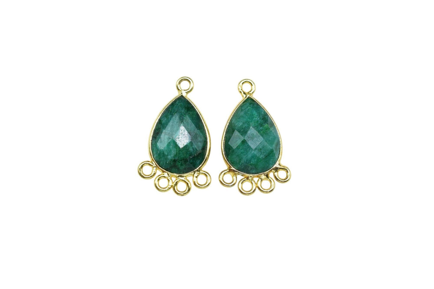 Emerald 10x14mm Teardrop Bezel Charm/Charms Connector/Handmade Jewellery Connectors/Gemstone Brass Component/Women Jewelry/B'day Gift