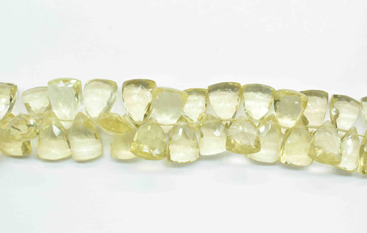 Natural Lemon Quartz Faceted Briolettes,Handmade Station Link,Strand Bead jewelry,Gemstone Triangle Beads Necklace,Lemon Quartz Jewelry Gift