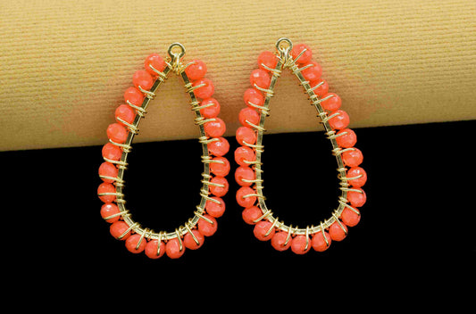 Carnelian Wire Wrapped Dangle Connector, Gemstone Component, Handmade Beaded Earring,Finding Necklace,Carnelian Jewelry,Pendant Jewelry,Gift