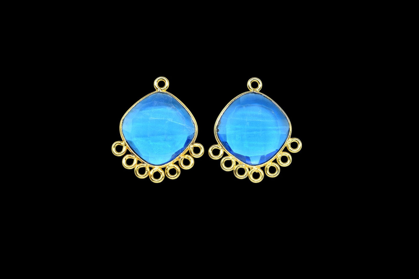 Blue Topaz 14mm Cushion Bezel Charms/Gemstone Single Bail/Component charm/Handmade Jewellery Connectors/Women Jewelry/Handmade Connector