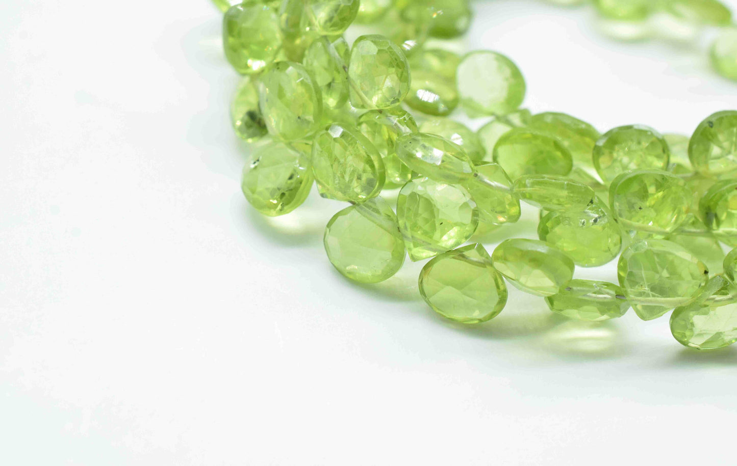 Natural Peridot Heart Briolettes,Handmade Station Link,Strand Beads jewelry,Gemstone Heart Beads Necklace,Loose faceted Briolettes Jewelry