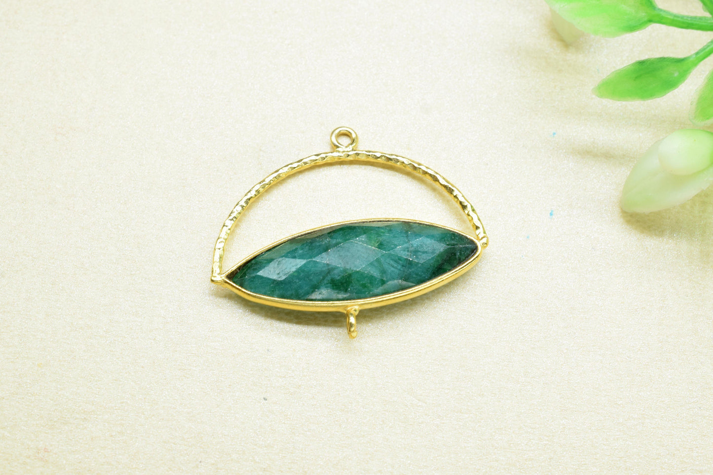 Emerald Gemstone Component , Gemstone Connector Pendant , Jewellery Making Essentials ,Single Loop Pendant,DIY jewelry Making Supply,Gift
