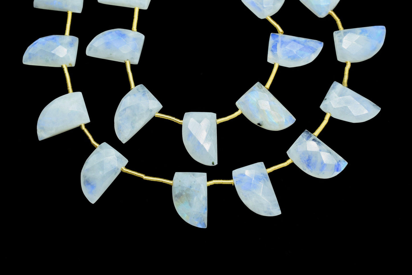 Rainbow Moonstone 10x16mm Faceted Briolettes,Handmade Side Drilled Gemstone,Shark Tooth Shape Faceted Beads,Rainbow Beads For Jewelry Gift