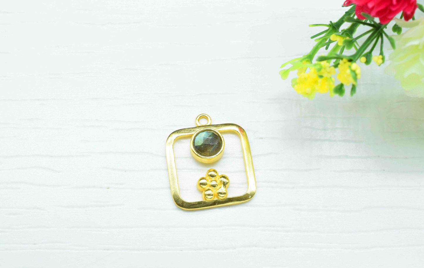 Labradorite Gemstone Component ,Labradorite Connector Pendant , Gold Plated Connectors , Pendant Jewelry , Earring Component , Women Jewelry