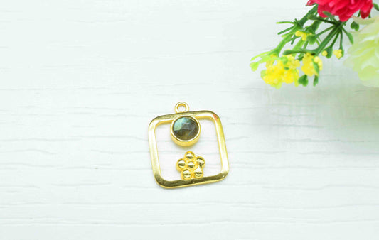 Labradorite Gemstone Component ,Labradorite Connector Pendant , Gold Plated Connectors , Pendant Jewelry , Earring Component , Women Jewelry