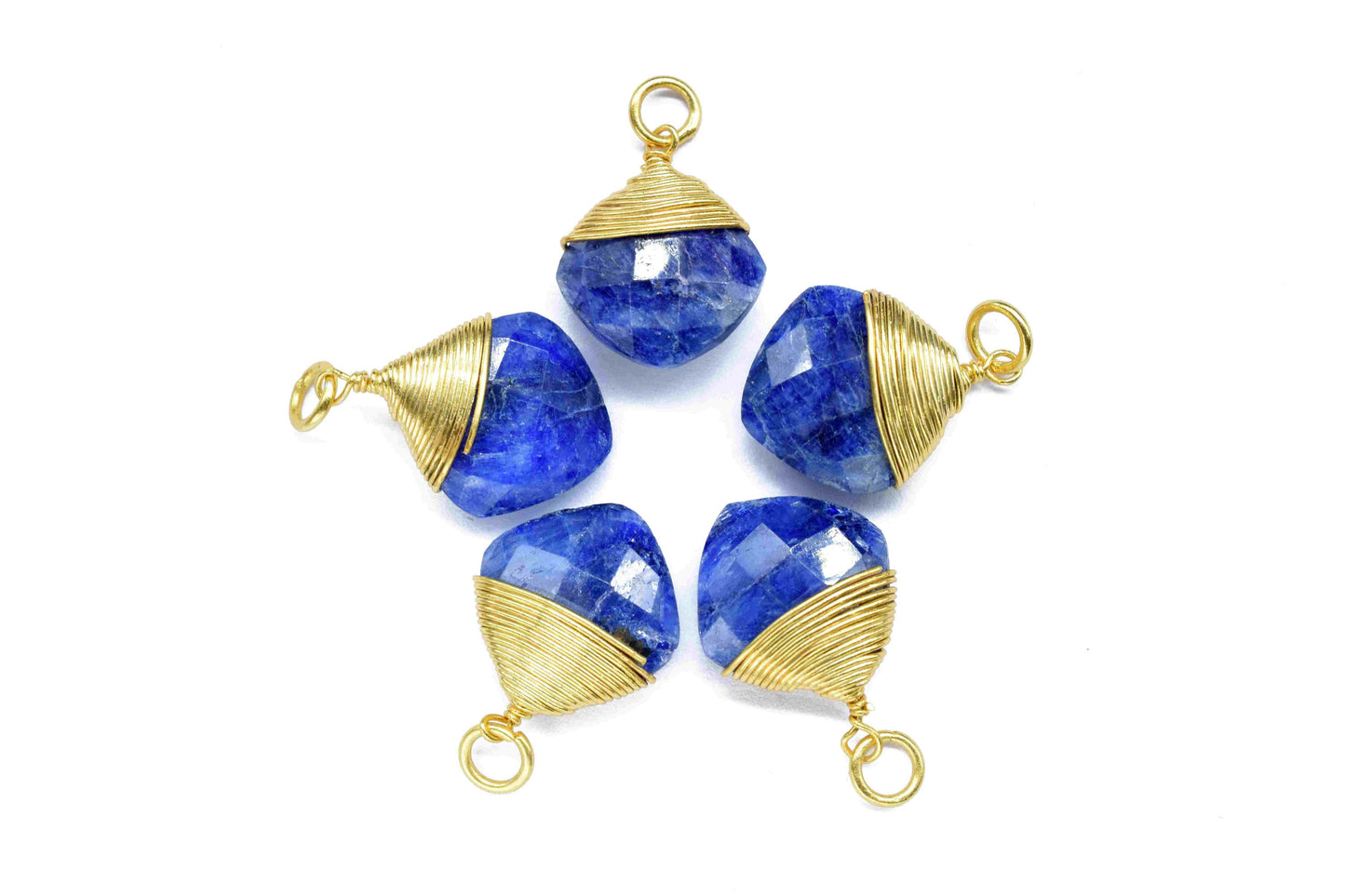 Blue Sapphire Square Faceted Connector,Gemstone Wire Wrapped Pendant,Loop Connector,Pendant Jewelry,Wire Wrapped Necklace,Sapphire Jewelry,