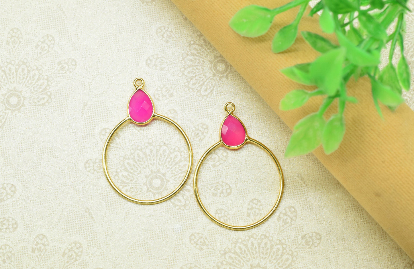 Gemstone Teardrop Earrings,Circle Handmade Pendants,Single bail Station Connector Jewelry,Earring Components,Findings Bezel Charms Pendants