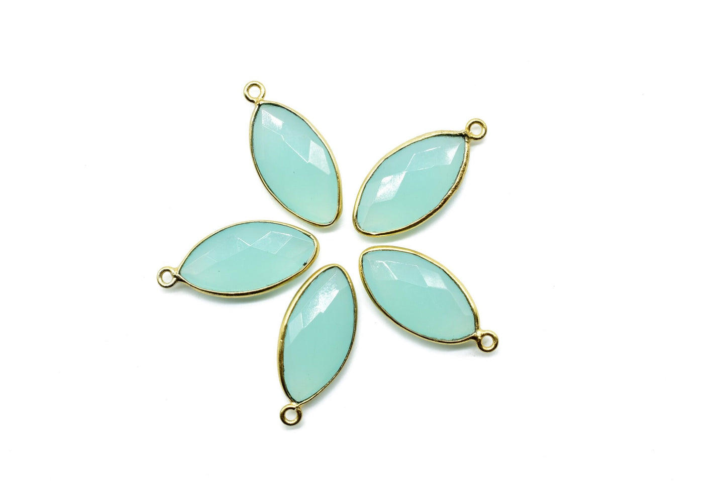 Aqua chalcedony 10x20mm Marquise shape charm,Brass Gold Plated bezel,Aqua chalcedony Pendants,Aqua chalcedony handmade charm,Aqua chalcedony