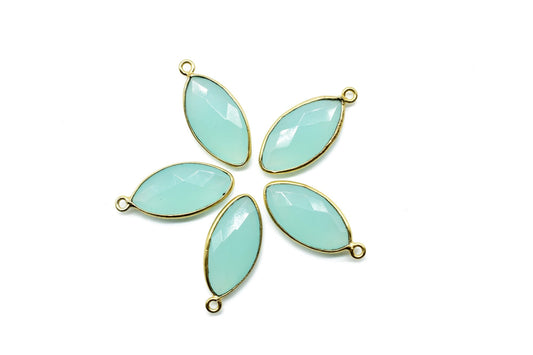 Aqua chalcedony 10x20mm Marquise shape charm,Brass Gold Plated bezel,Aqua chalcedony Pendants,Aqua chalcedony handmade charm,Aqua chalcedony
