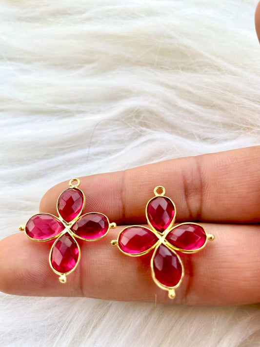 Pink Tourmaline Teardrop Pendant,Gemstone jewelry,Tourmaline Bezel connectors,Pink Tourmaline Bracelet,Double Loop connector,Gifts ,P122