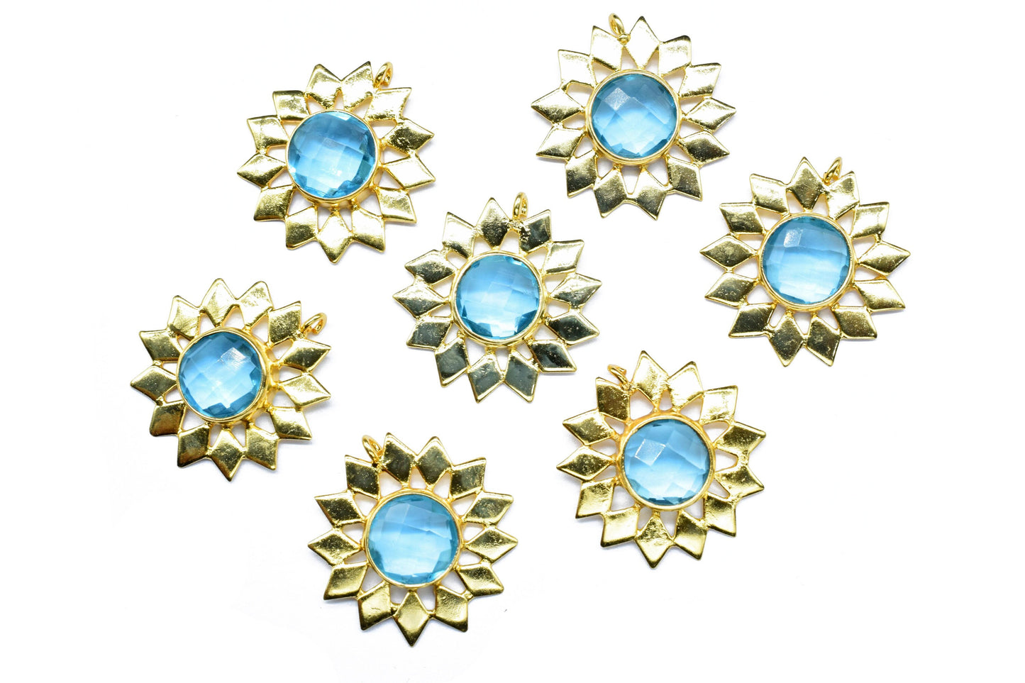 Handmade Flower Pendants,Star Findings Pendant Charms,Gemstone Beads Jewelry,Station Bezel Link,Craft Supplies,Single Bail Connectors,gift