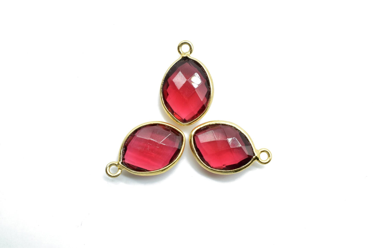 Pink Tourmaline 10x13mm Eye shape single bail charms,Pink Tourmaline pendant,Tourmaline Gold Plated bezel,Faceted Charms Connector Jewelry