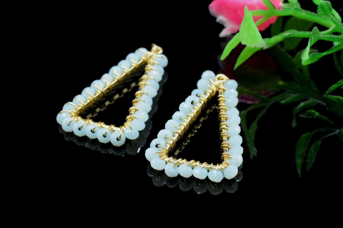 Opalite Wire Wrapped Dangle Earring,Gemstone Component,Handmade Beaded Earring Connector,Finding Necklace,Opalite jewelry,Component Jewelry,