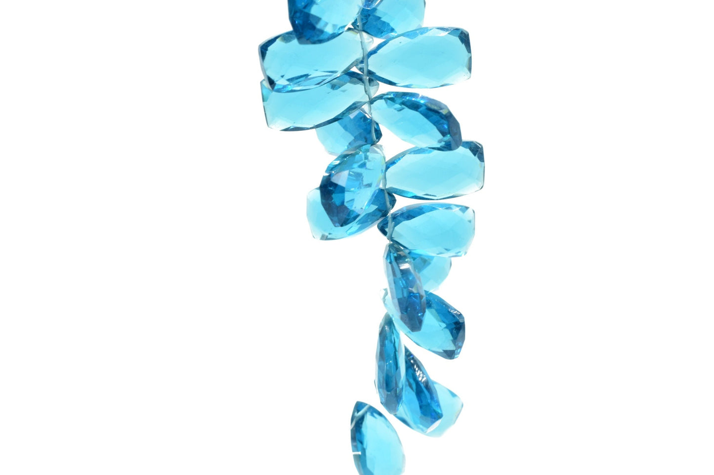 Sky Topaz Briolettes,8x16mm Trillion Faceted Beads,Sky Topaz pyramid shape beads,Topaz Trillion Shape Briolettes,Topaz jewelry Beads