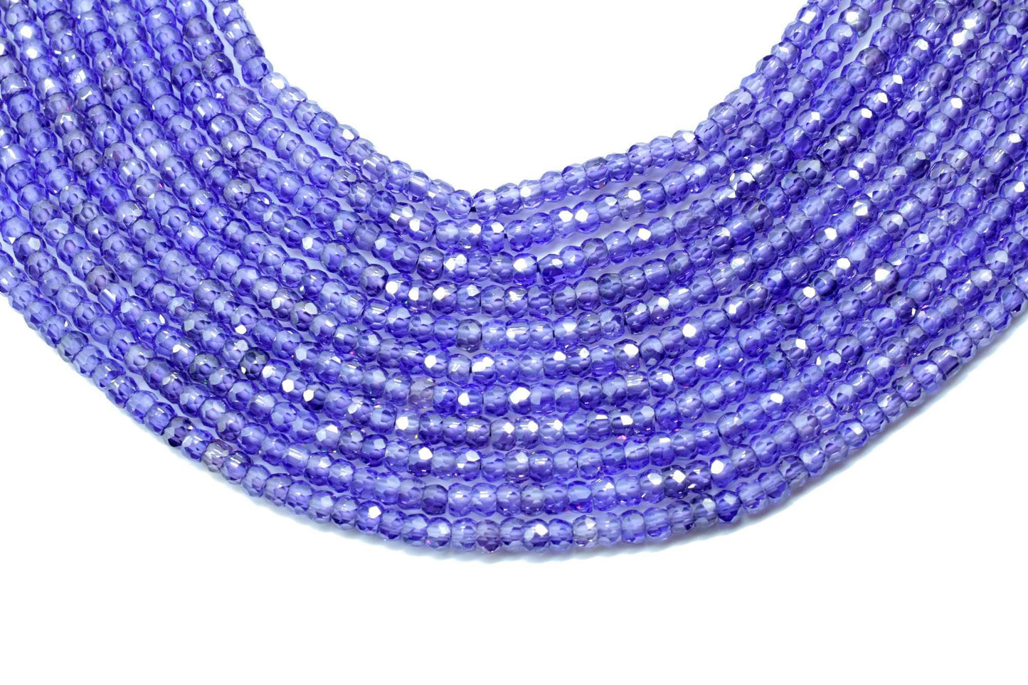 Amethyst 3mm Faceted Rondelle Beads,Cubic Zircon Beads Strand,Amethyst Bead Necklace,Faceted Micro CZ Beads 13 Inches Strand Handmade Craft
