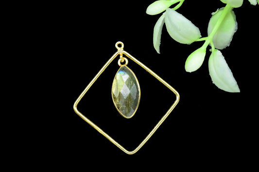 Marquise Bezel Pendant,Finding Square Components,Gemstone Square Component,Handmade Pendant Jewelry,Beads Dangle Earring,Station Link Supply