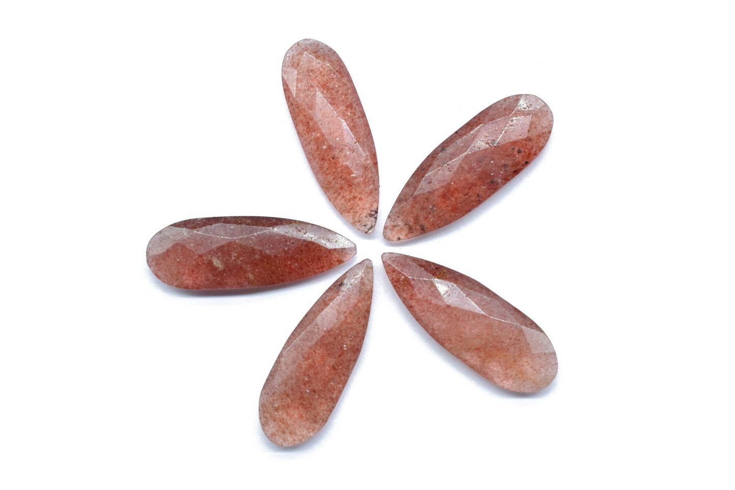 Pink Strawberry Long Tear drop 10x30mm Briolettes,Pink Strawberry Faceted Briolettes,Pink Gemstone Briolettes,jewelry Making supplies,beads