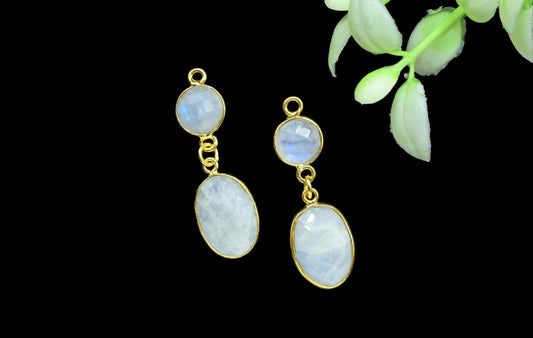 Moonstone Component pendant,Multi Gemstone Dangle Earring,Necklace Connector,Handmade jewelry,Dangle pendant Charms,Station Bezel Link,Gift