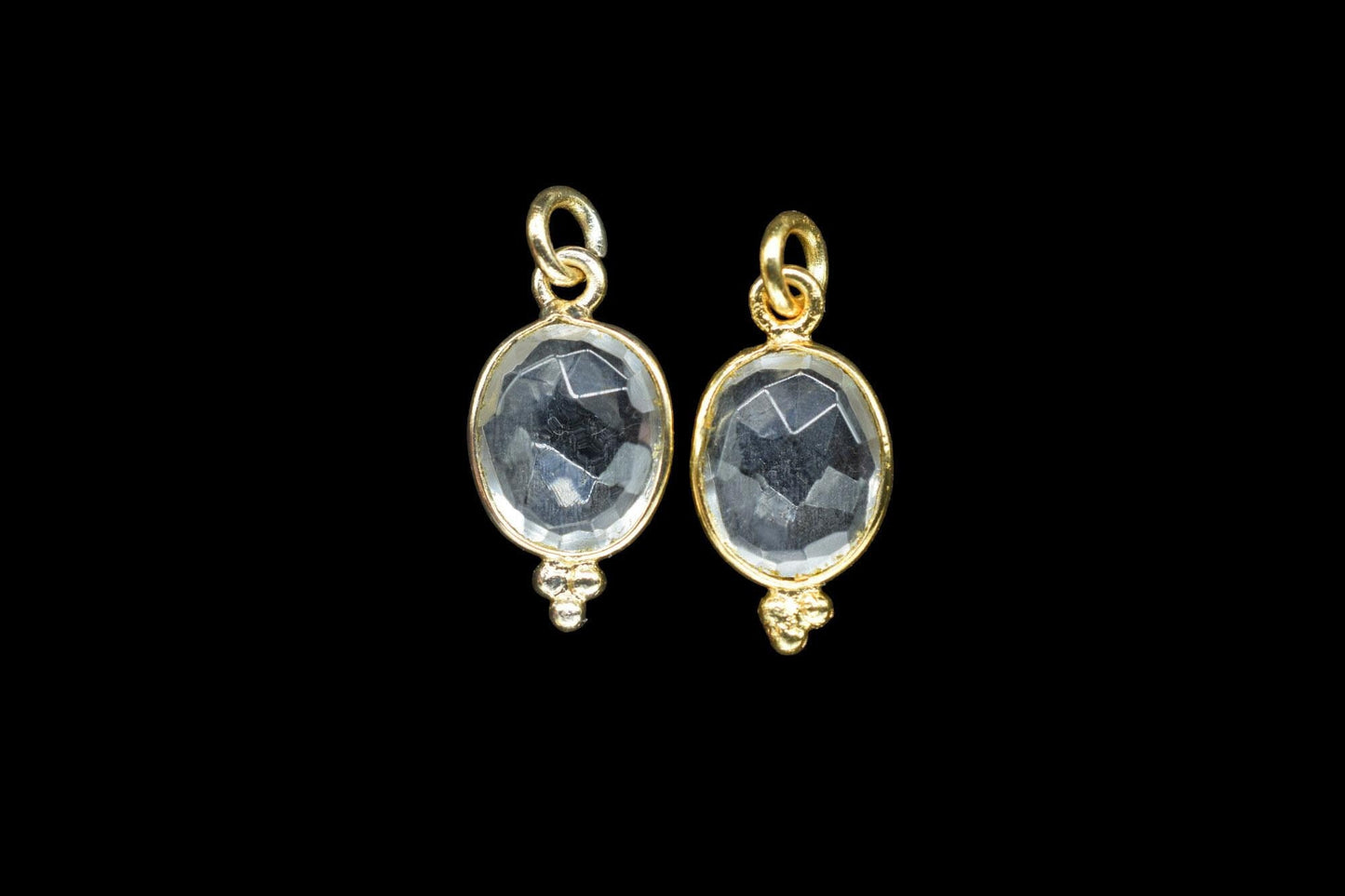 Cystal Quartz 8x10mm oval Shape Pendant Jewelry/Cystal Gold Plated Single Bail Connector jewelry/Cystal Quartz Teardrop Charms,B'day Gift