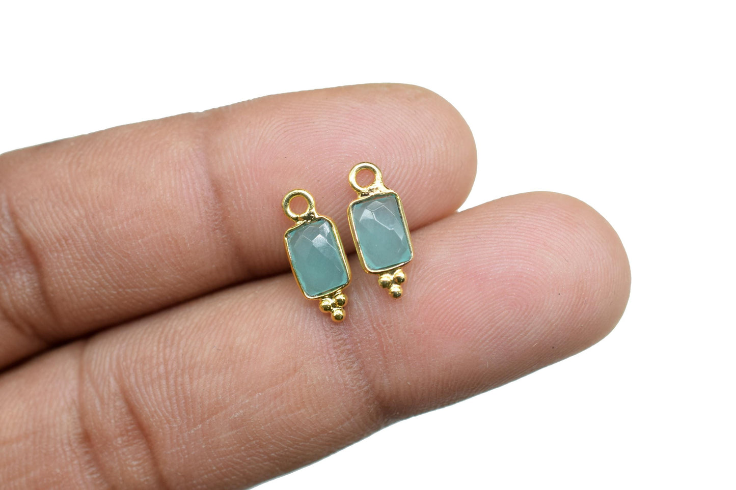 Aqua Chalcedony Charms Pendant/Buguette Shape Pendant/Handmade Pendant/Tiny Pendant/Necklace Connector jewelry/Women Jewelry/B'day Gift