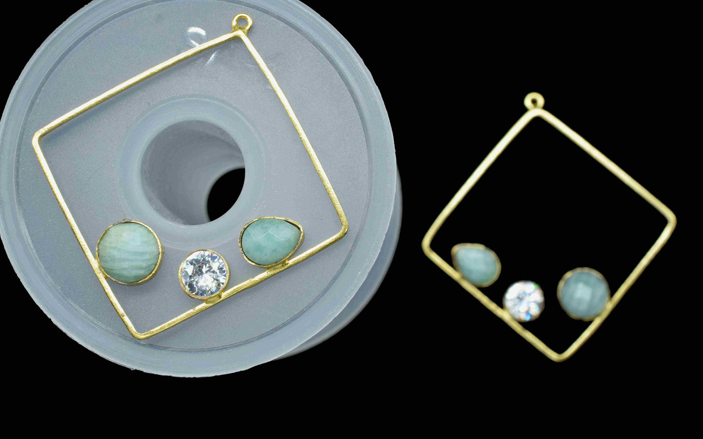 Amazonite 32mm Square Shape Component,Handmade Pendant,Dangle Earring Component,Findings Earring Component,Amazonite Component Jewelry, Gift