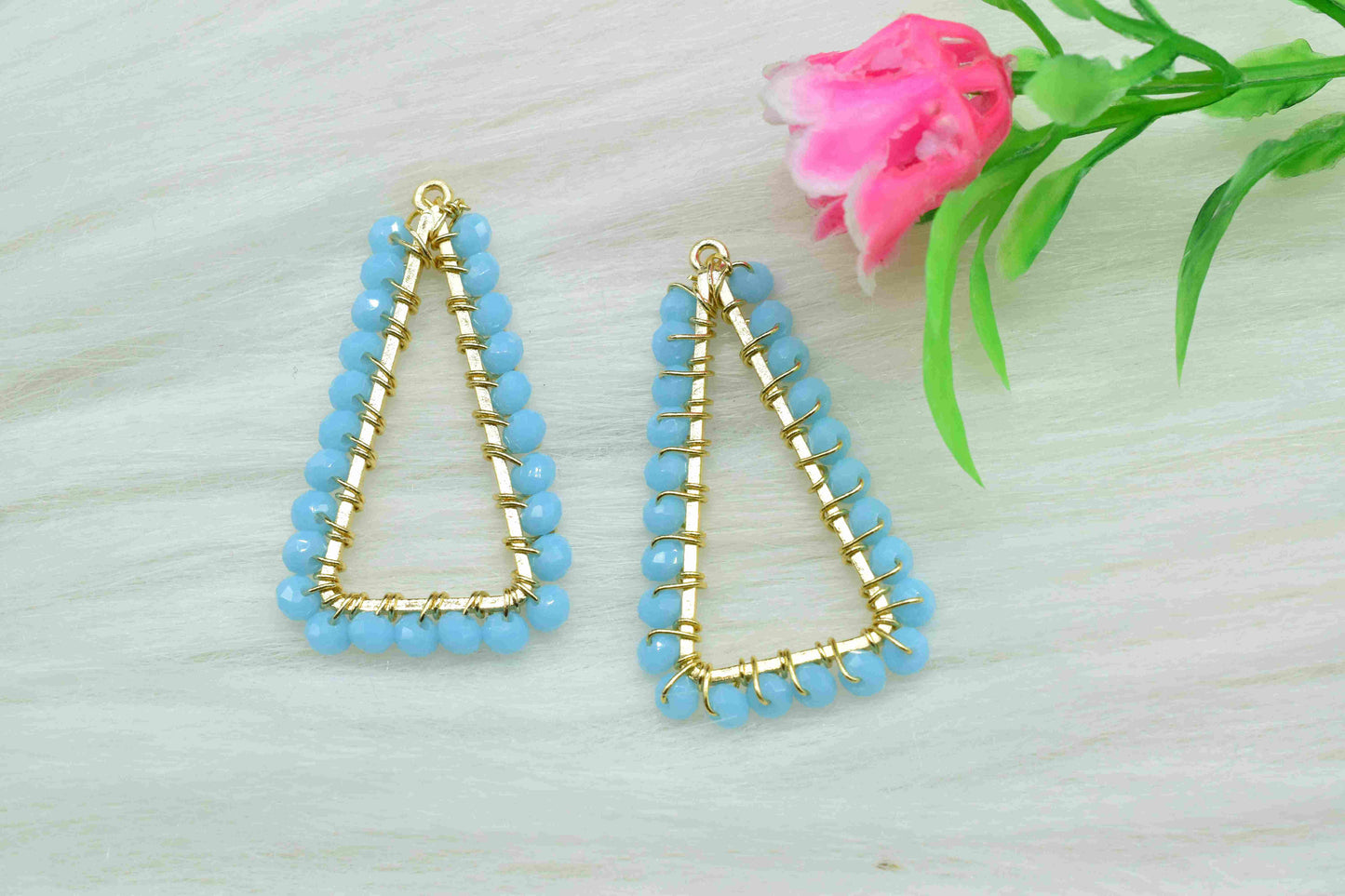 Turquoise Quartz Wire Wrapped Dangle Earring,Gemstone Component,Handmade Connector,Finding Necklace,Component Jewelry,Bead Earring Connector