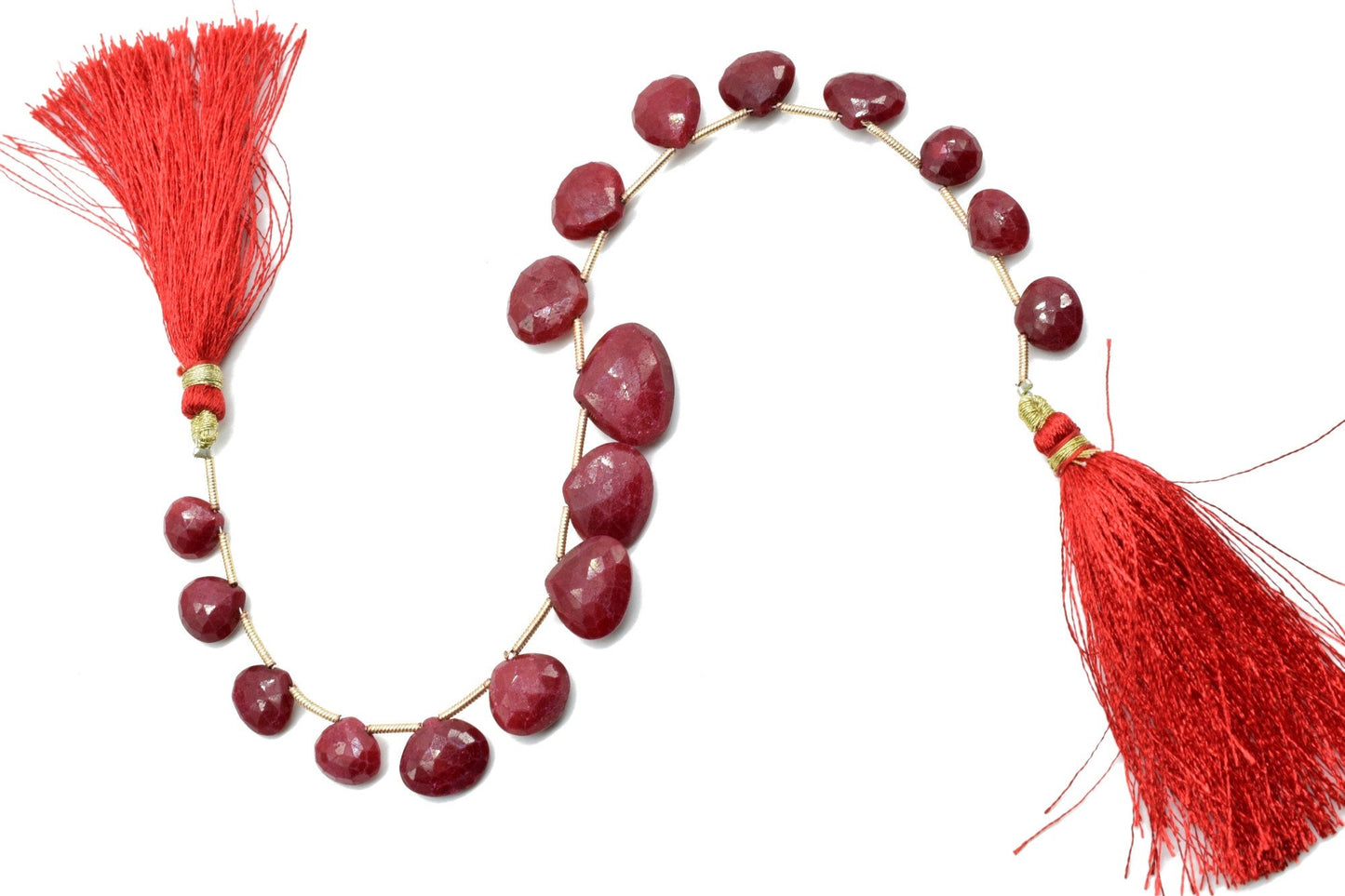 Ruby heart shape Briolettes,Red Corundum Briolettes,Jewelry making beads,Graduate size ruby beads,ruby beads strand,18mm ruby heart shape