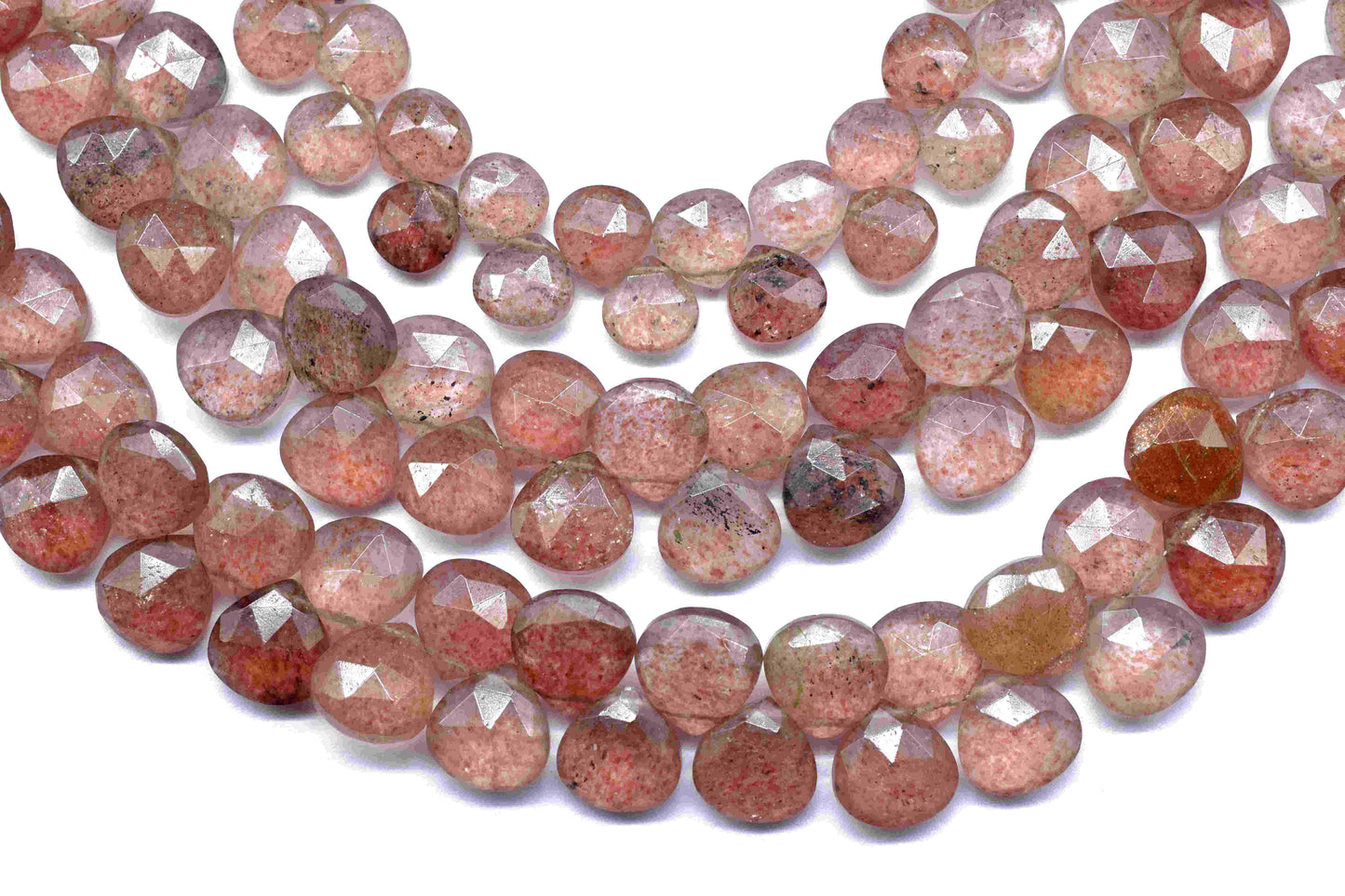 1 Strand Natural Pink Strawberry Gemstone,Pink Strawberry heart briolette,Gemstone Bead,Faceted Gemstone beads,Pink Strawberry Heart Shape