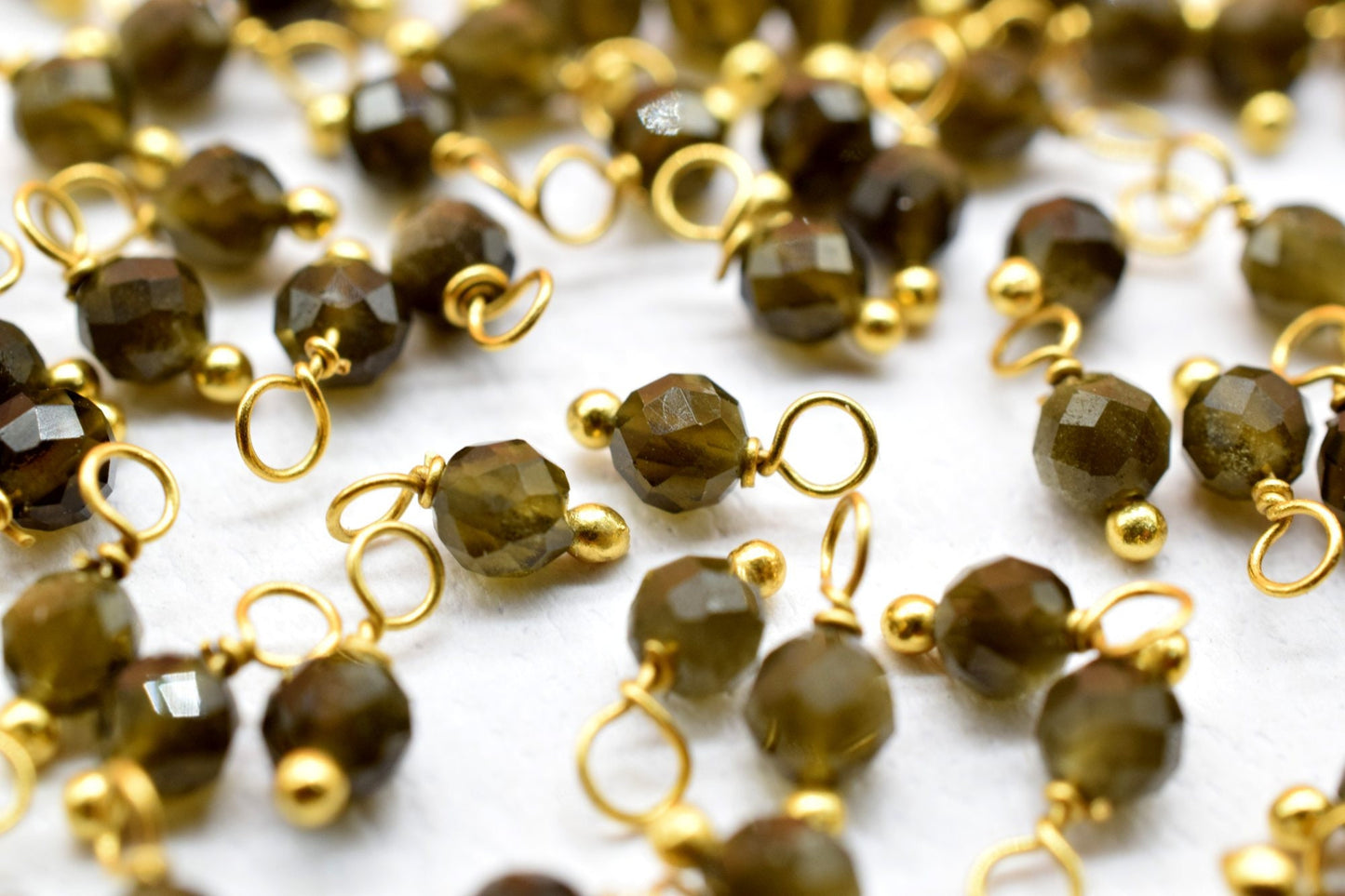 Cat's Eye Single wire wrapped Beads,Single Loop Connectors,Cat's Eye Faceted Beads,Cat's Eye Dangle Beads,Jewelry Making Supply,Tiny Charms