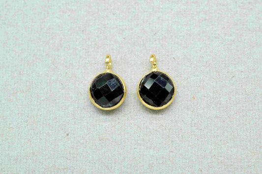 Black Onyx 6mm Round Earring Connector,Black Gemstone Studs,Black Onyx Earring Connectors,DIY Jewelry Making Supply,Round Connector Jewelry