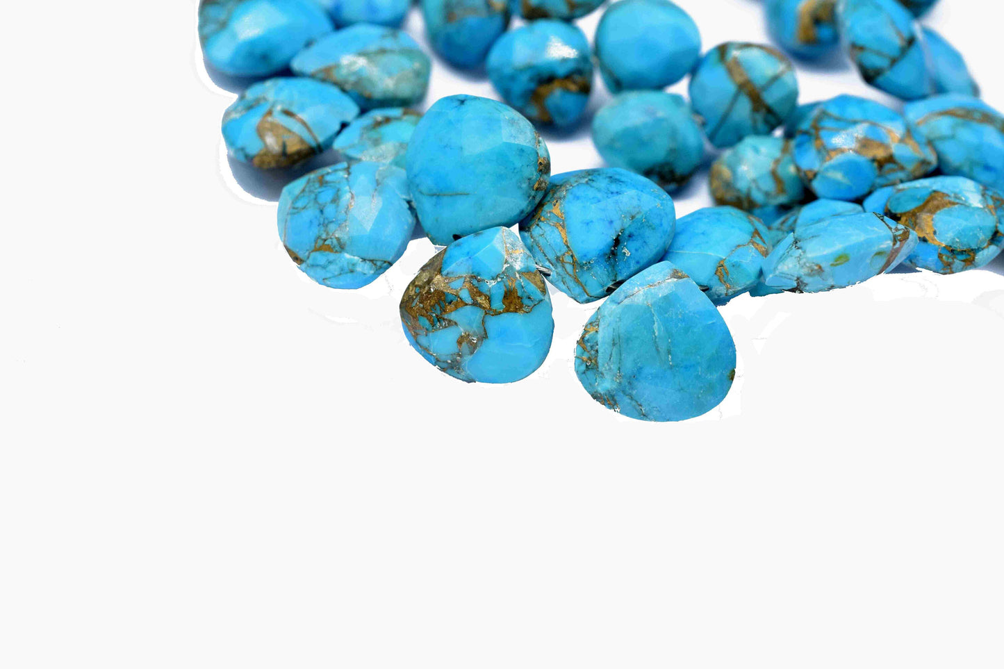 Natural Copper Turquoise 10mm Faceted Heart Shape Briolette,Turquoise Heart Shape Briolette,Copper Turquoise Jewelry,Jewelry Making supplies