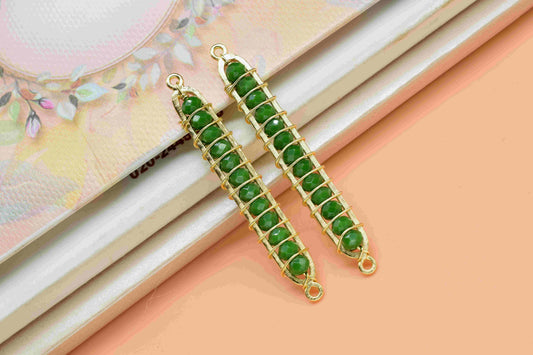 Emerald Beaded Bar Finding Connector, Gemstone Bar Pendant Necklace, Emerald Bar Bracelet,Beaded Bar Findings Component,Emerald jewelry,Gift