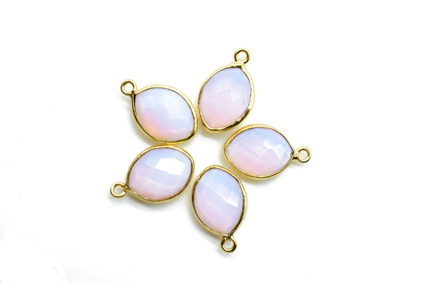 Pink Opal 10x13mm eye shape single bail connectors,Pink Opal pendant,Pink opal Gold Plated bezel,Hot Selling Pink Opal Single loop Connector