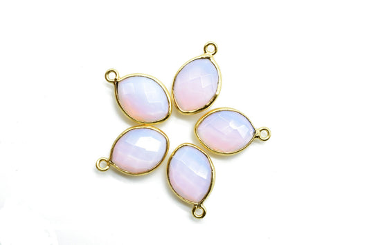 Pink Opal 10x13mm eye shape single bail connectors,Pink Opal pendant,Pink opal Gold Plated bezel,Hot Selling Pink Opal Single loop Connector